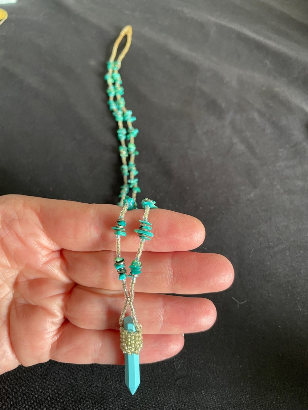 Turquoise Chip Bead Pendant Necklace